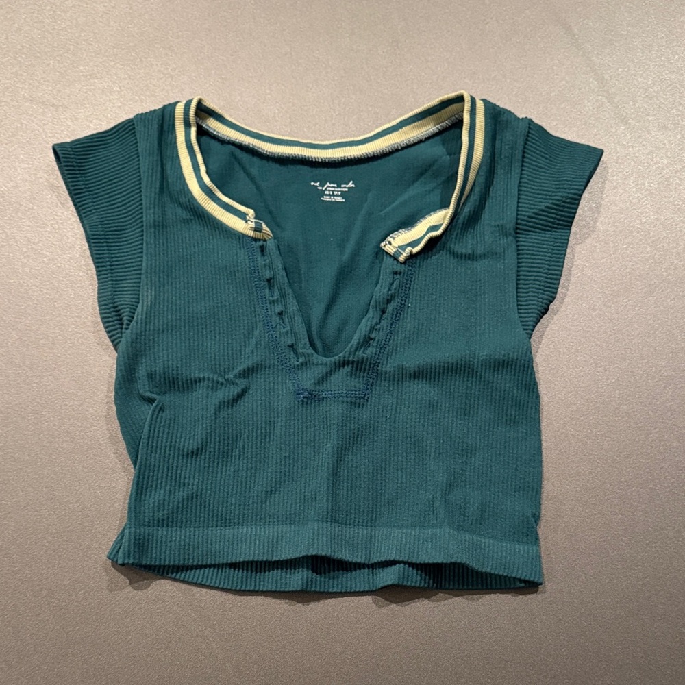 Urban Outfitters Teal Out from under Tee with Yellow Accents